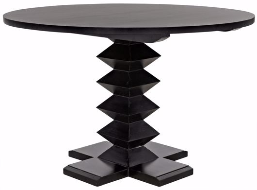 Picture of ZIG-ZAG DINING TABLE, 48" DIAMETER, HAND RUBBED BLACK