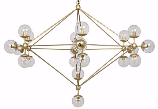 Picture of PLUTO CHANDELIER, LARGE, METAL WITH BRASS FINISH AND GLASS