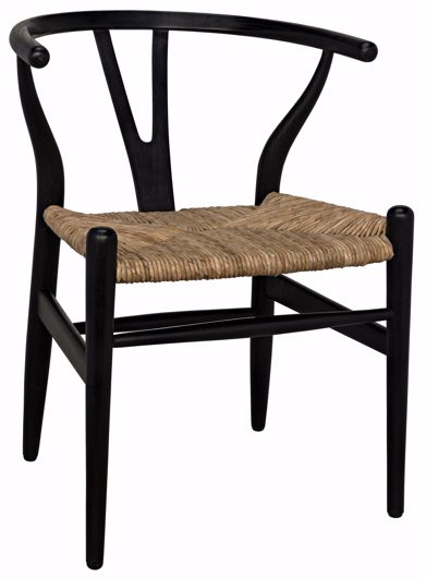 Picture of ZOLA CHAIR WITH RUSH SEAT, CHARCOAL BLACK