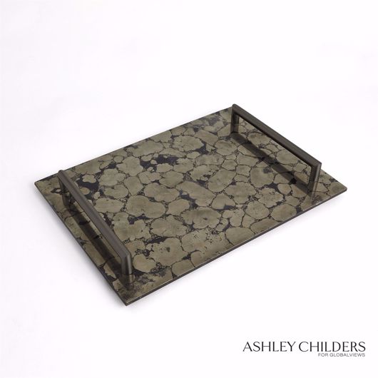 Picture of PYRITE TRAY W/BRONZE HANDLES