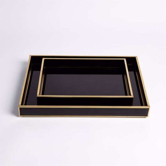 Picture of BEVELLED BLACK GLASS TRAYS