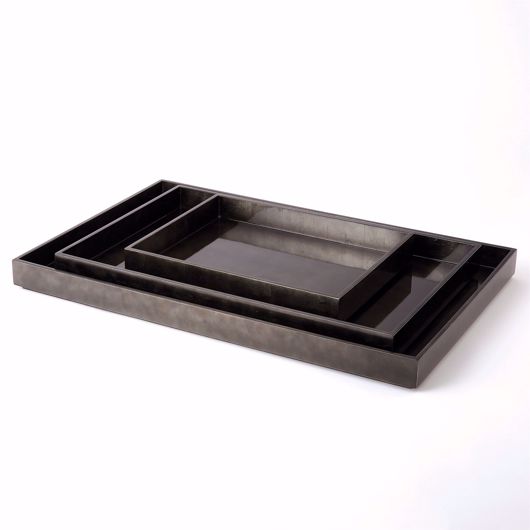 Picture of GUNMETAL SILVER LEAF RECTANGLE TRAY