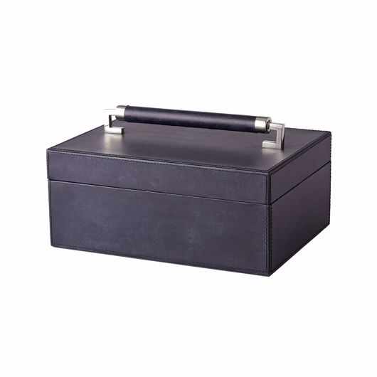 Picture of WRAPPED LEATHER HANDLE BOX-BLUE WASH