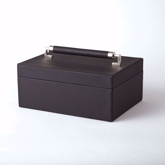 Picture of WRAPPED LEATHER HANDLE BOX-BLACK