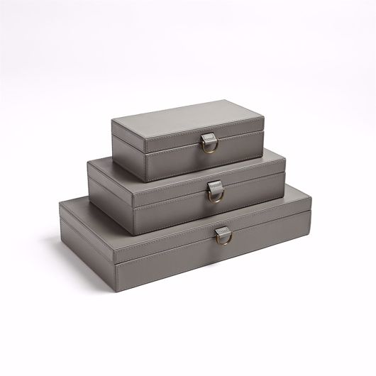 Picture of MARBLED LEATHER D RING BOX-DARK GREY