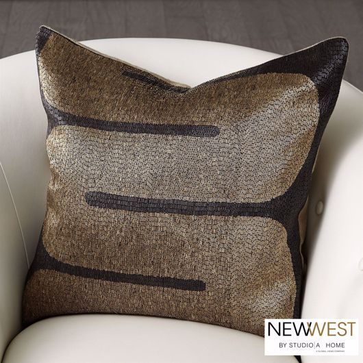 Picture of RIVER BEADED PILLOW-BLACK/GOLD