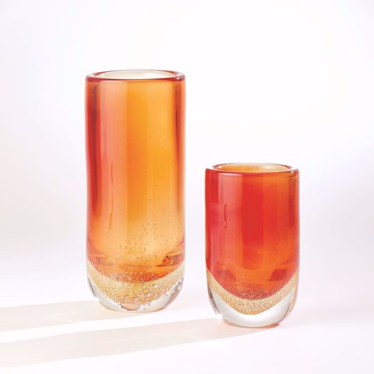 Picture of BUBBLE CYLINDER VASES-AMBER/RED