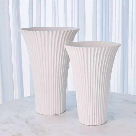 Picture of FLARED FLUTED VASES-MATTE WHITE