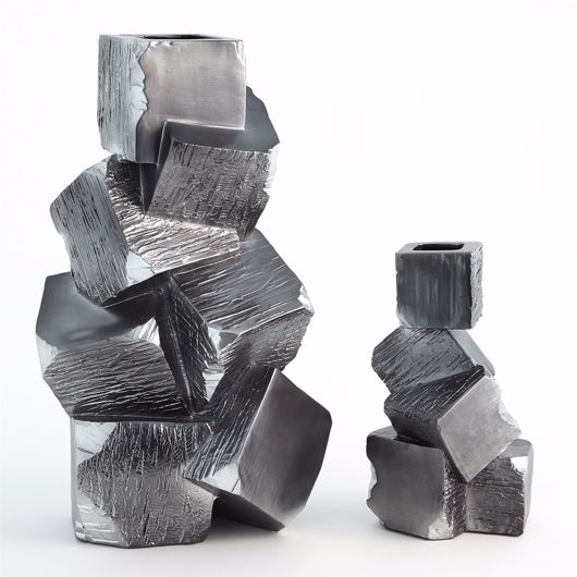 Picture of FAUX PYRITE VASES-BLACK W/SILVER