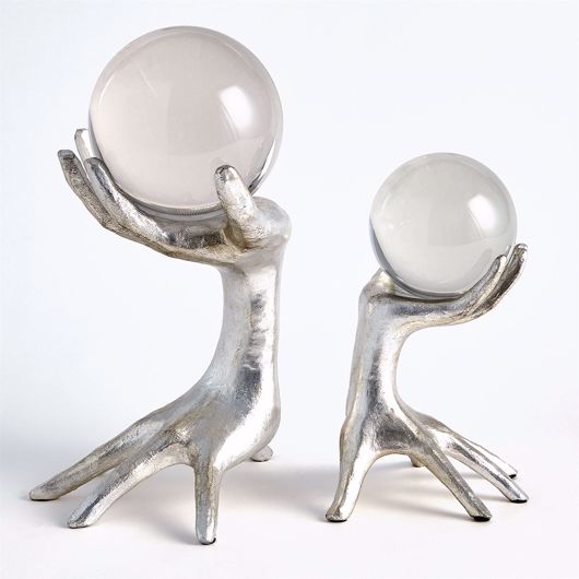 Picture of HANDS ON SPHERE HOLDER-SILVER LEAF