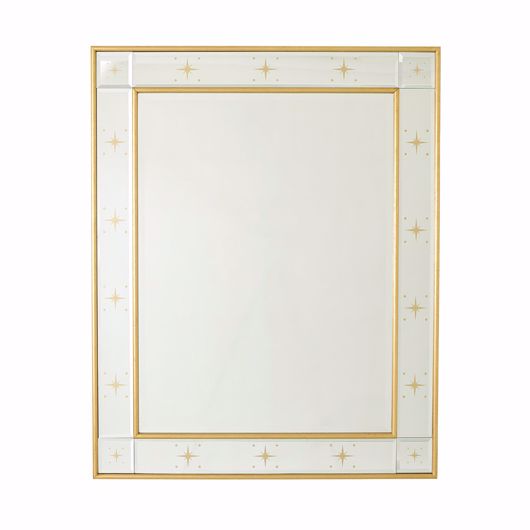 Picture of RECTANGULAR BEVELED MIRROR W/GOLD STARS-GOLD