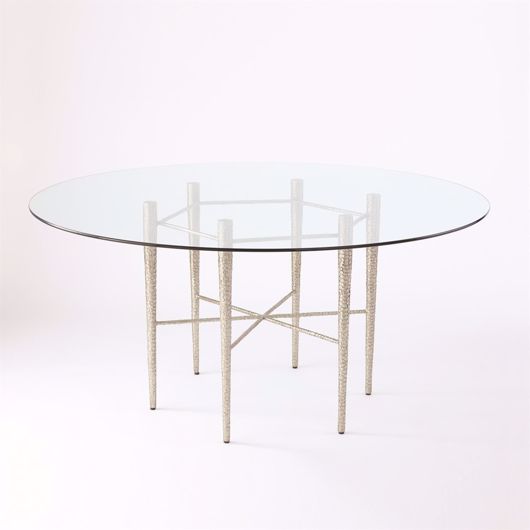 Picture of HAMMERED DINING TABLE W/60" GLASS TOP-NICKEL PLATED