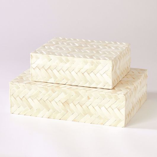 Picture of WHITE BONE BRAIDED BOXES