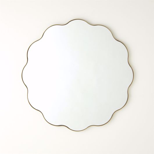 Picture of SCALLOPED ROUND MIRROR WITH GOLD METAL FRAME