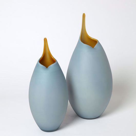 Picture of FROSTED BLUE VASE WITH AMBER CASING