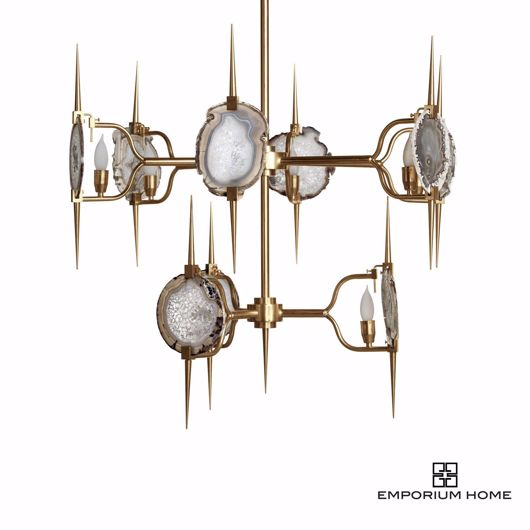 Picture of TWO-TIER ECLIPSE AGATE CHANDELIER-SATIN BRASS