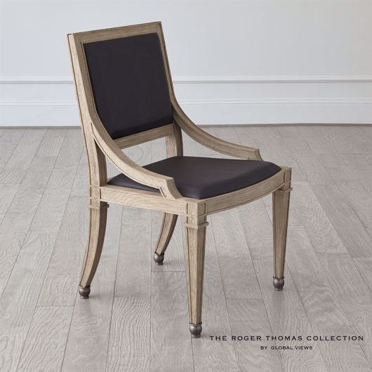 Picture of SEINE SIDE CHAIR-GREY W/BLACK LEATHER