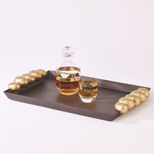 Picture of PEBBLE TRAY-BRONZE W/GOLD LEAF HANDLES