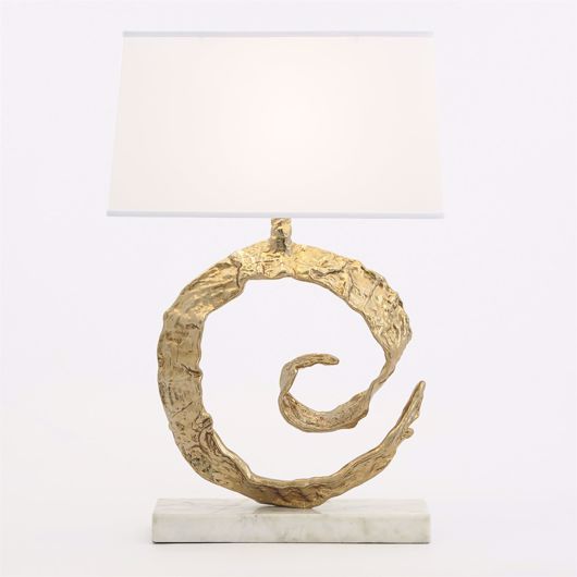 Picture of SWIRL LAMP-BRASS-WHITE MARBLE