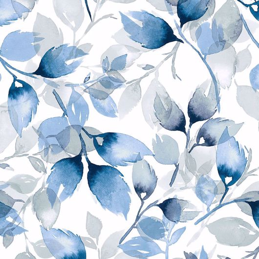 Picture of WATERCOLOR TOSSED LEAVES PEEL-AND-STICK LUXE HAVEN WALLPAPER